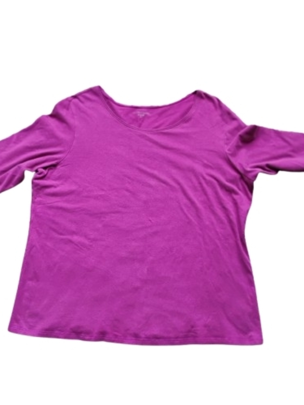 New Eileen Fisher Organic Cotton Scoop Neck Top XL 3/4 Sleeve Magenta Minimalist